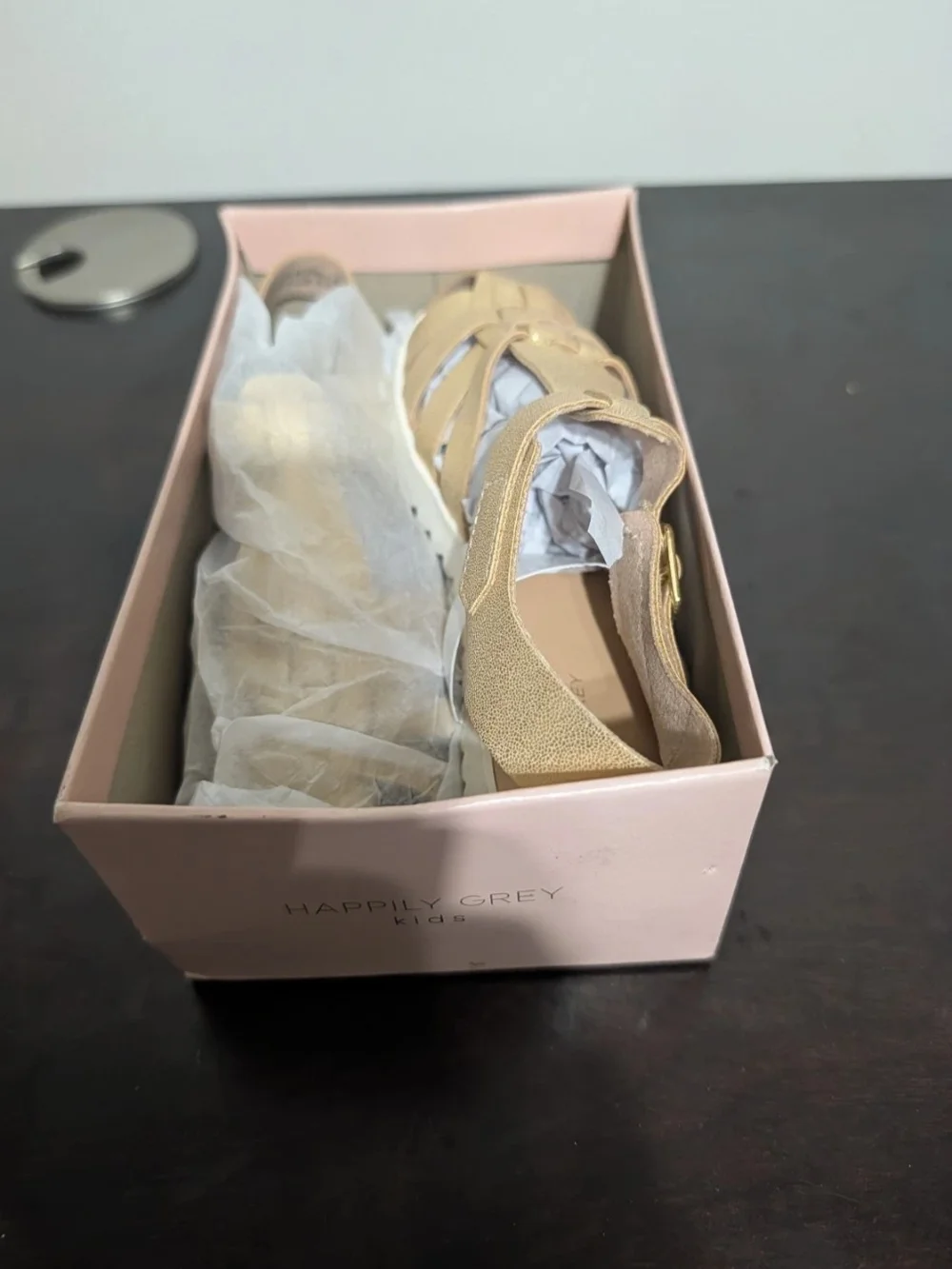 Happily Grey Kids Gold Fisherman Sandal